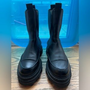 GANNI Chelsea Boots Black leather/ Rubber Size 40